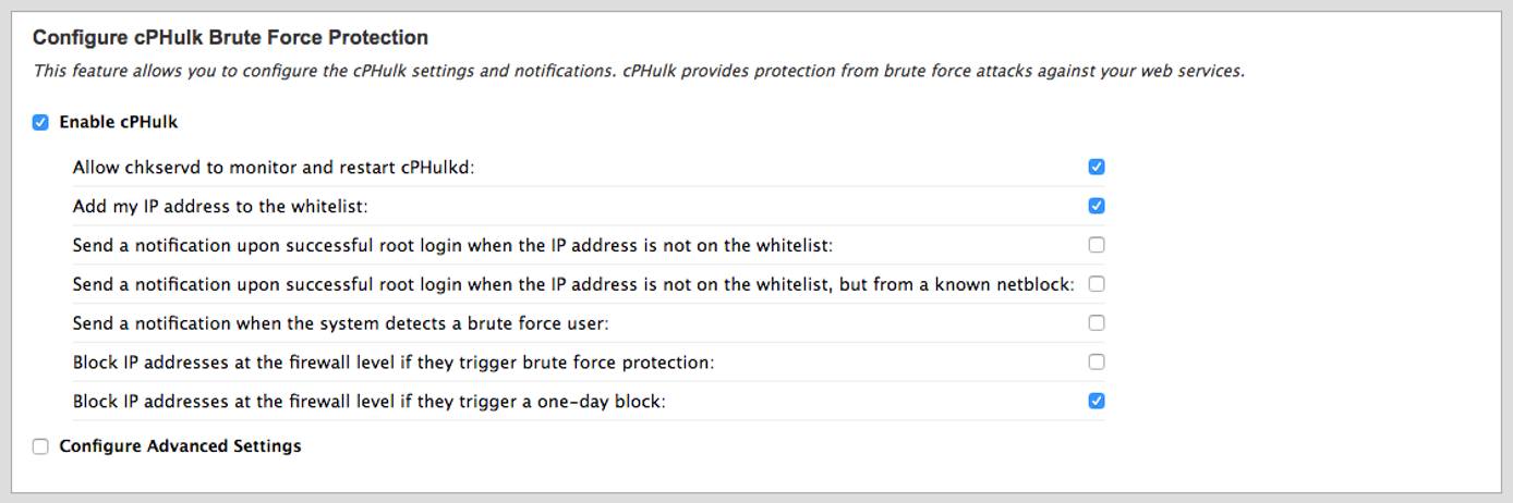cPanel cPHulk Brute Force Protection cPanel cPHulk Brute Force Protection